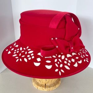 Carissimo Red Evening Collection Dress Church Hat